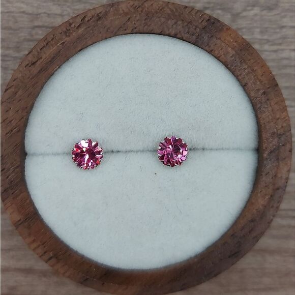 Platinum Plated 925 Silver October Birthstone CZ Stud Earrings - Picture 1 of 7